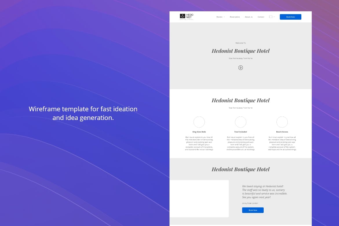 酒店品牌网站设计XD模板 Hotel Website Template插图(1)