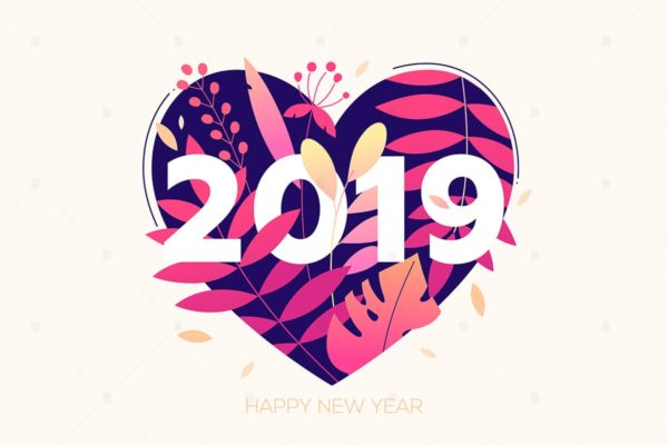 2019年新年扁平化设计风格插画2 Happy New Year – flat design style illustration