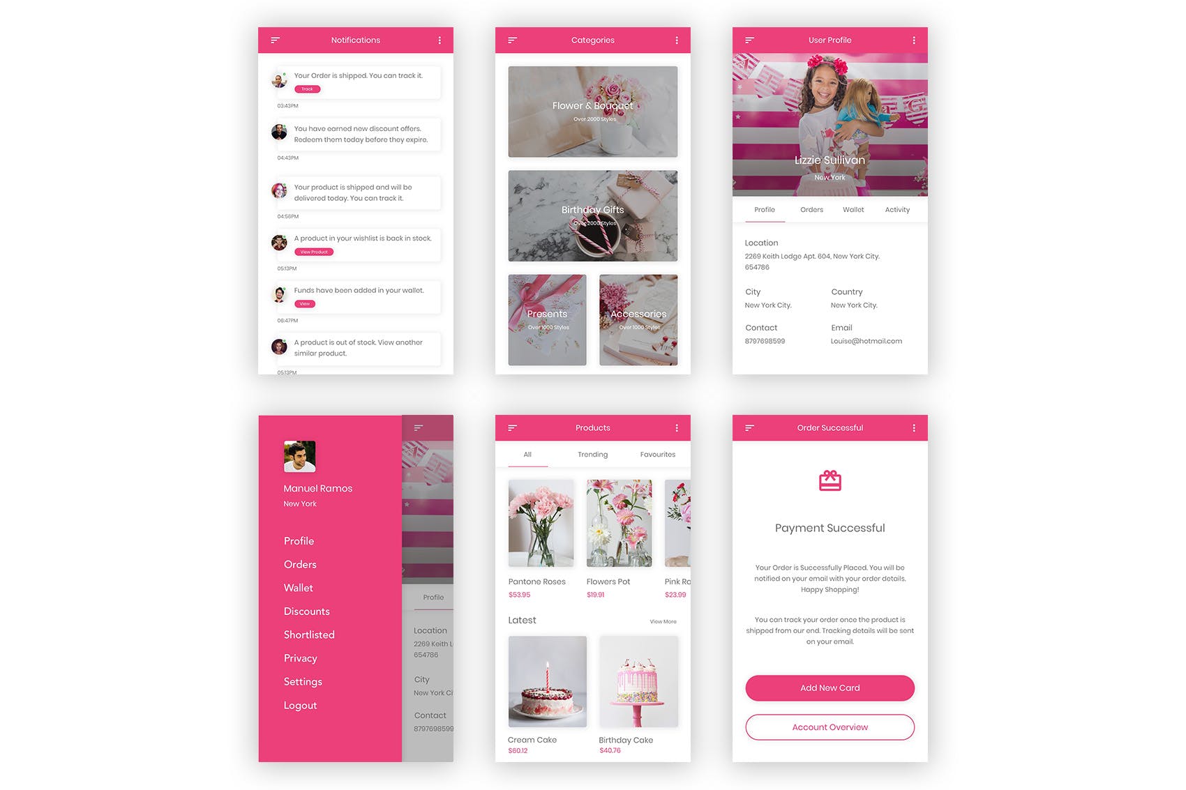 礼品&鲜花预订APP应用UI设计套件PSD模板 Khushi – Gifts & Flowers Shop UI Kit (Photoshop)插图(12)