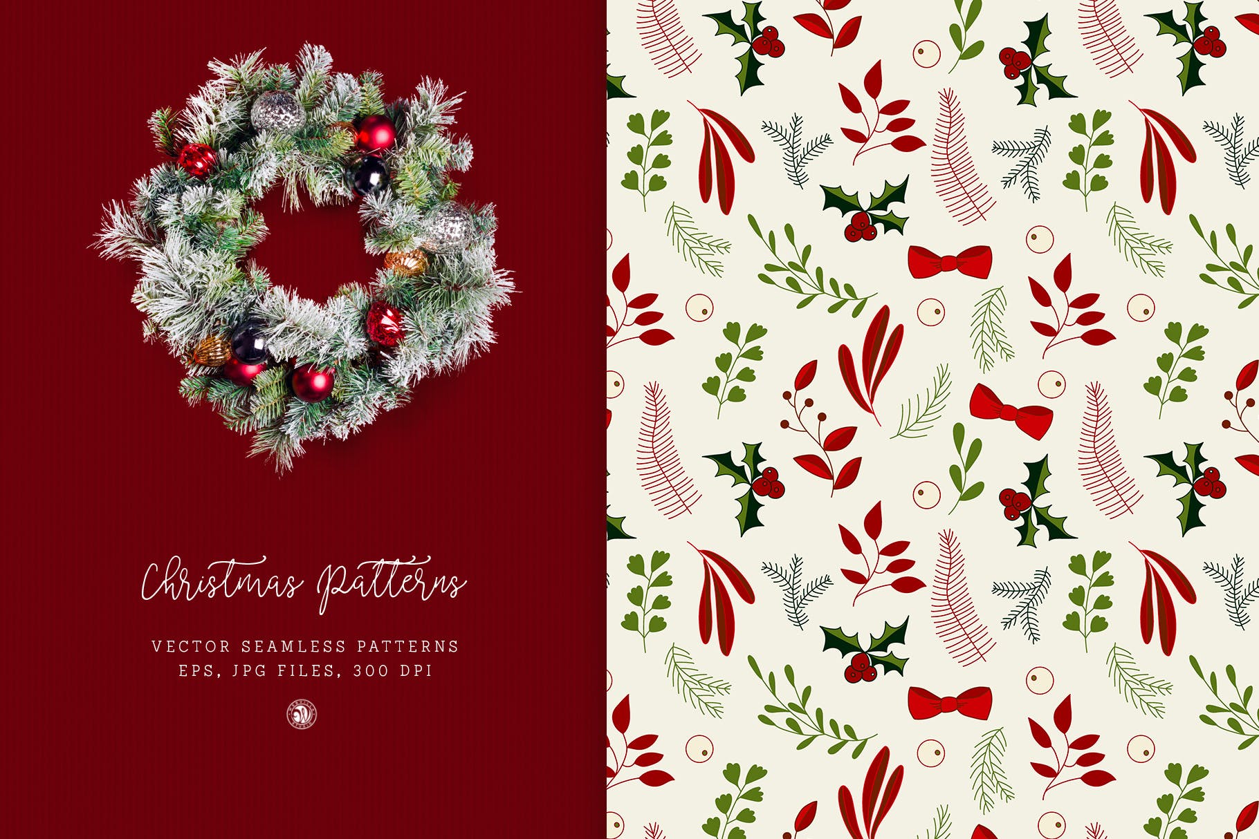 圣诞节节日元素图案花纹矢量背景素材 Christmas Patterns vol.2插图(2)