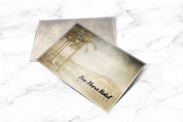 横向明信片/邀请函样机模板 Postcard Landscape Mockup插图(1)