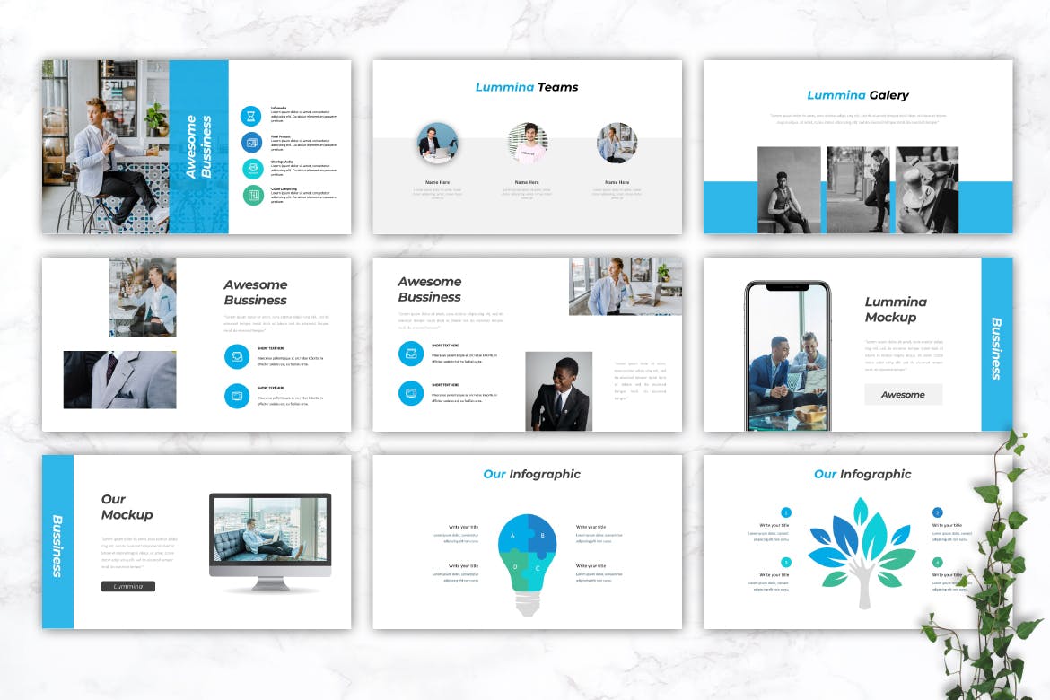 高端企业介绍PPT幻灯片设计模板下载 LUMMINA – Business Powerpoint Template插图(2)