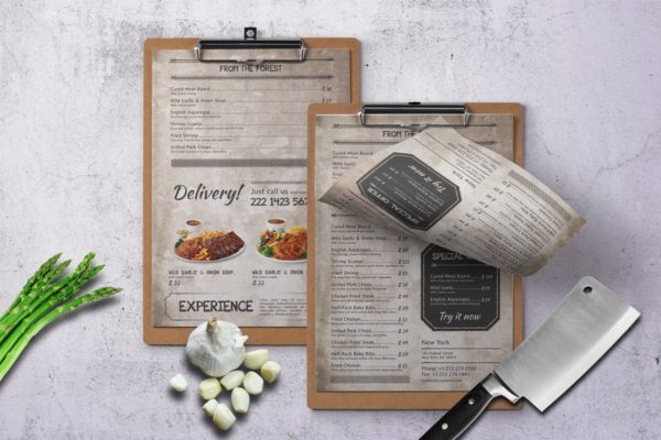 复古做旧设计风格餐厅菜单设计模板 Vintage Food Menu