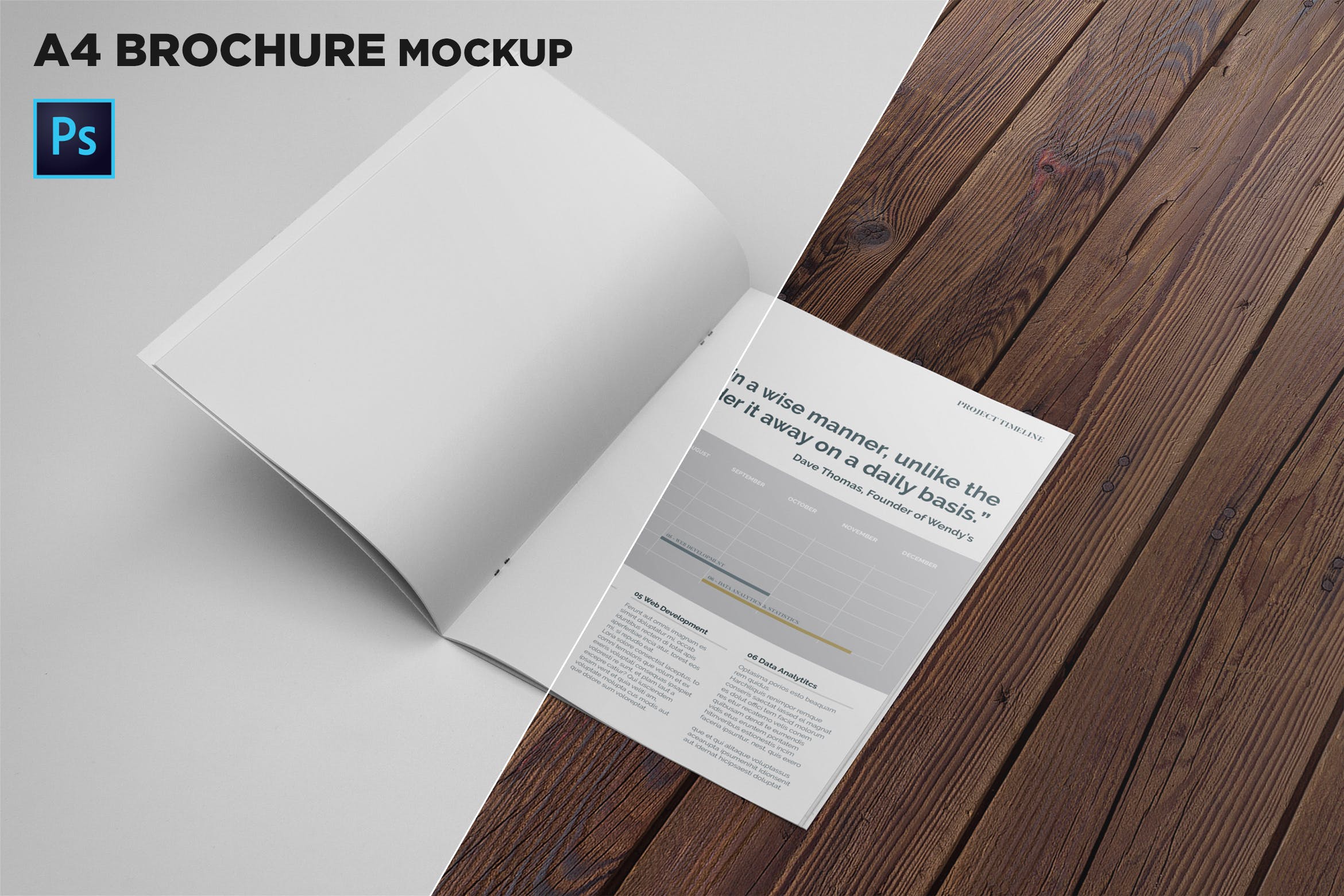 A4尺寸企业/品牌宣传册折叠页效果图样机素材库精选 A4 Brochure Mockup Folded Page插图