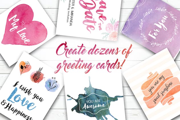 浪漫水彩元素插画合集 Watercolor Romantic Pack插图(3)