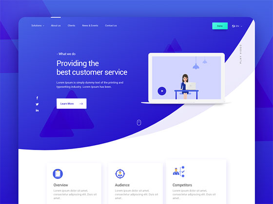 蓝色客户服务页面素材之家精选sketch素材