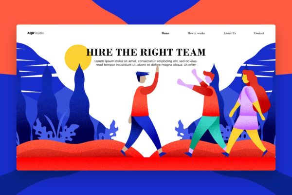 创意概念插画网站Banner＆着陆页模板v2 Hire – Banner &amp; Landing Page