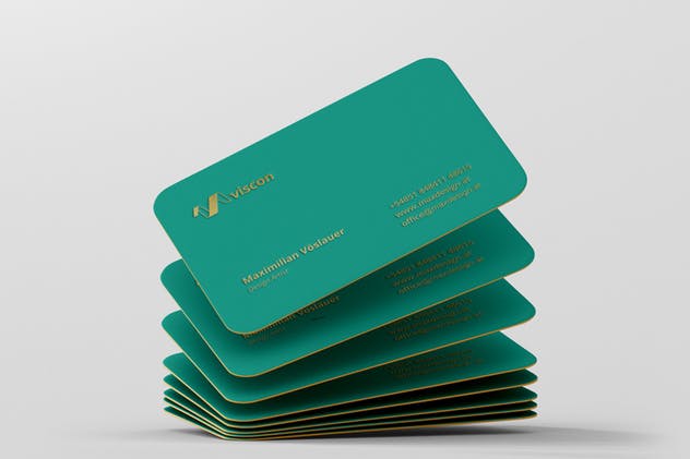 优雅企业圆角名片样机模板 Business Card Mockup Round Corners插图(8)