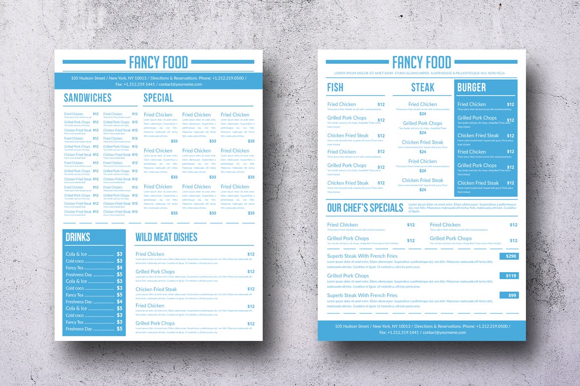 A4纸极简设计风格西式菜单设计模板 Simple A4 Minimal A4 Menu – 13 Color Versions插图(8)