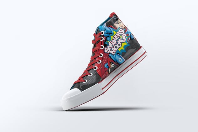 牛仔休闲运动鞋样机模板 Sneakers Mock-Up v1插图(1)