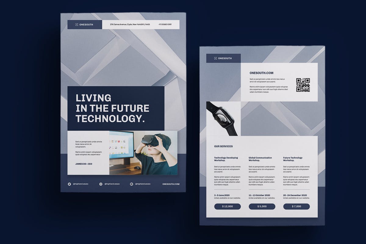 科技公司简介传单设计模板 Corporate Flyer插图(3)