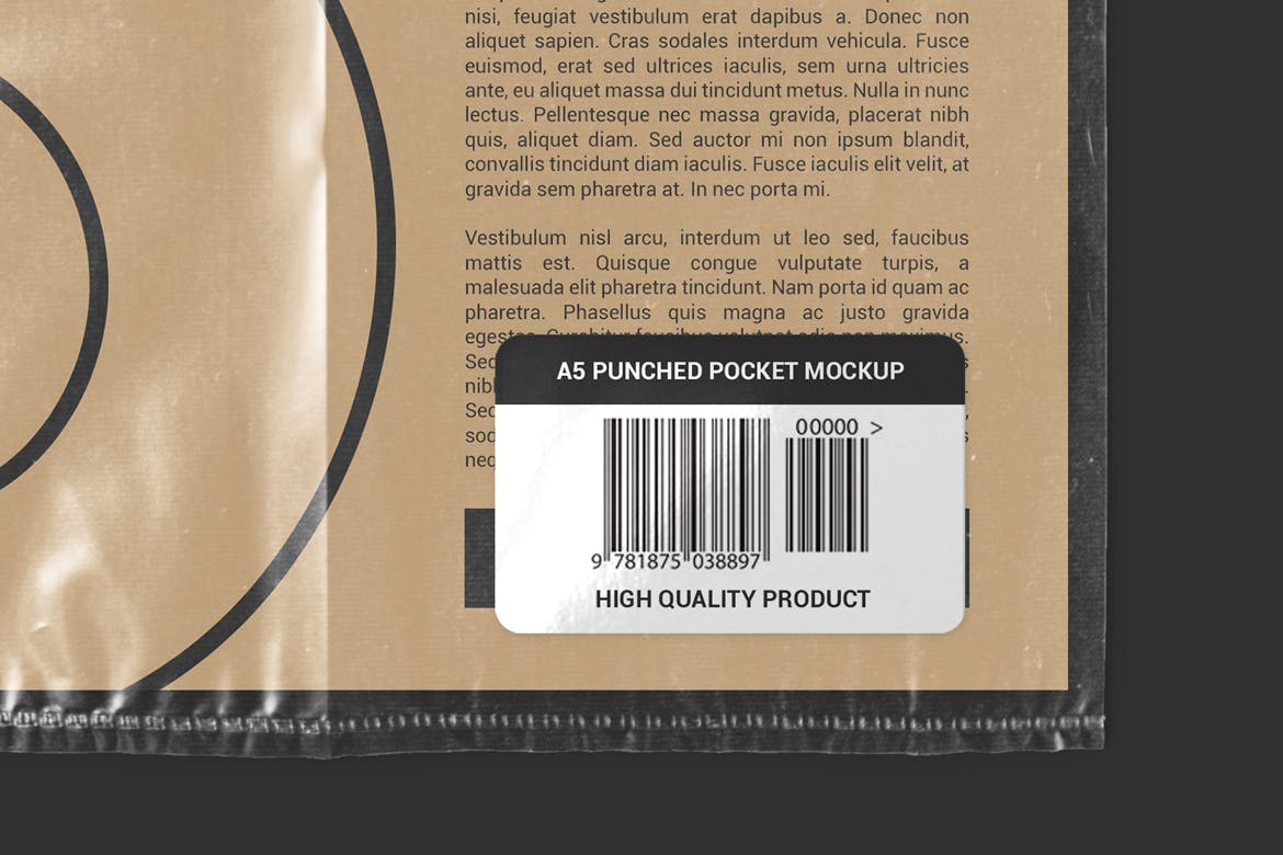 文件纸张穿孔塑料袋设计效果图样机模板 Punched Pocket For A5 Paper Size Mockup插图(3)