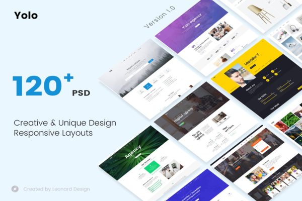 响应式网页设计多用途网站设计PSD模板 Yolo | Responsive Multi-Purpose PSD Template