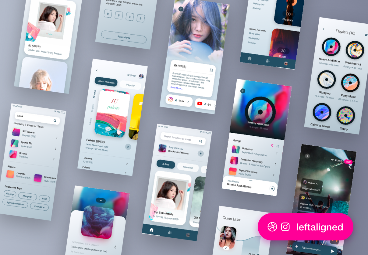 素材库下午茶：社交媒体音乐播放器APP UI设计套件[Sketch]插图(1)