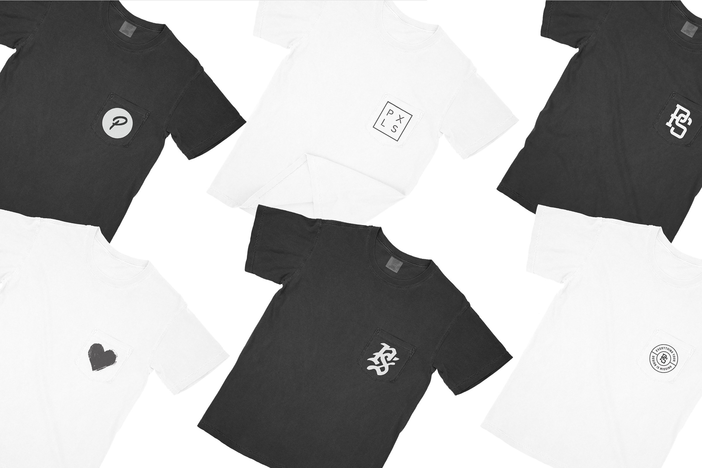 舒适的男士圆领T恤服装样机 Comfort Colors 6030 Adult Pocket Tee插图(1)