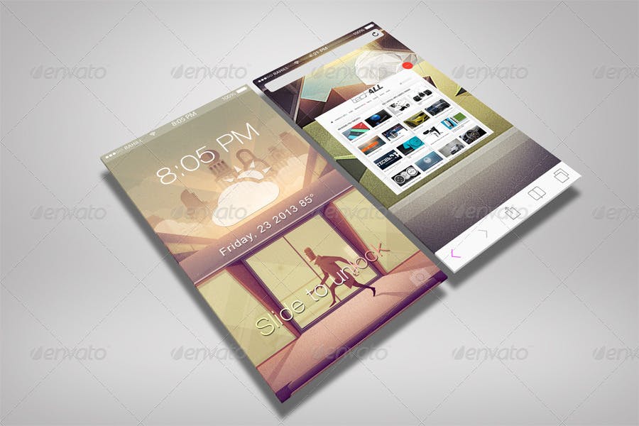 APP应用界面设计截图预览样机模板 Mobile App Screenshot Mockups插图(5)