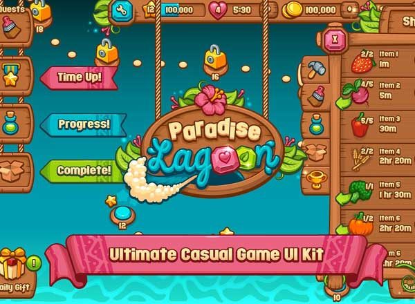 类消消乐休闲游戏应用 UI 套件 Ultimate Casual Game UI Kit