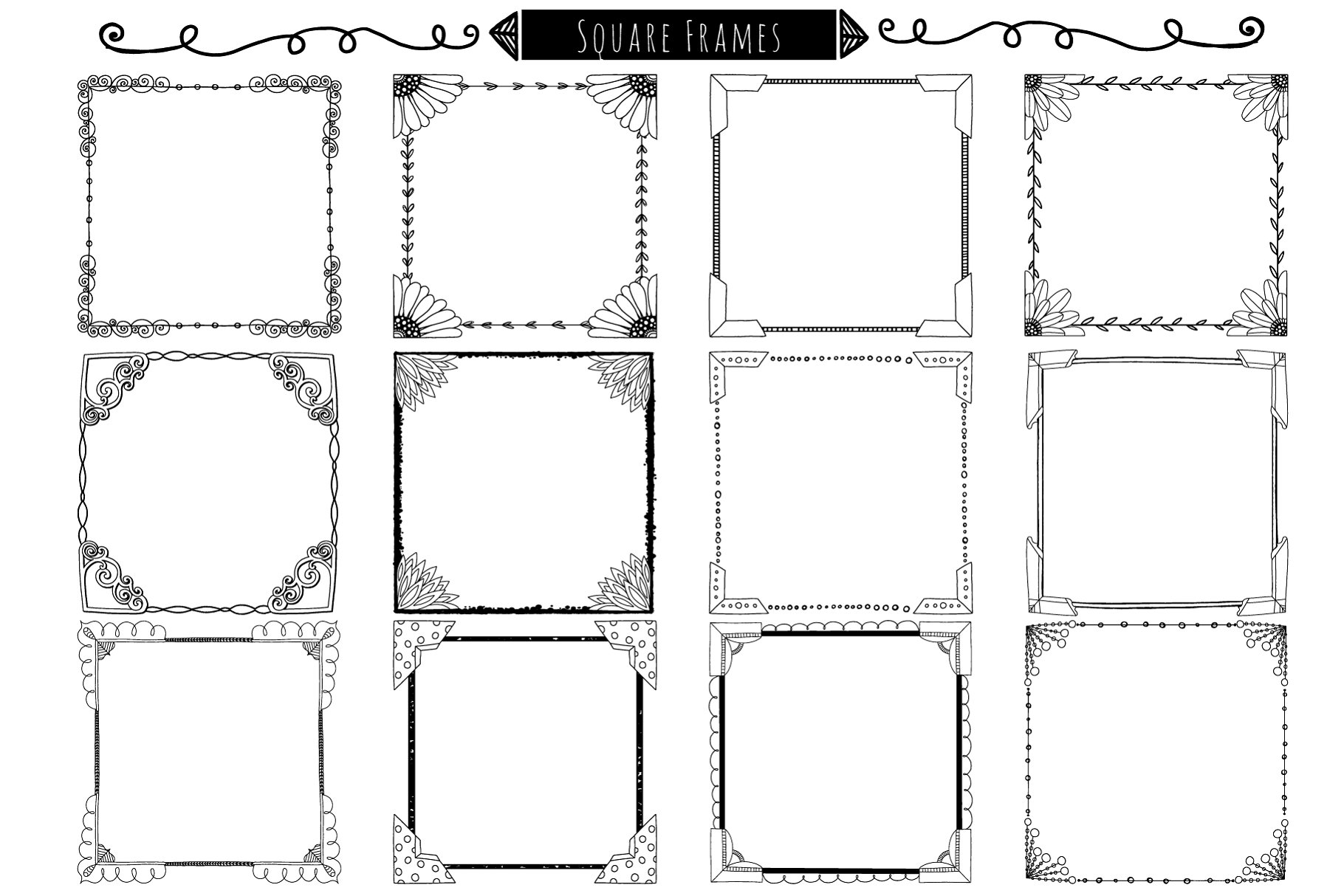 涂鸦手绘边框和框架 Hand-Drawn Borders & Frame Doodles插图(7)