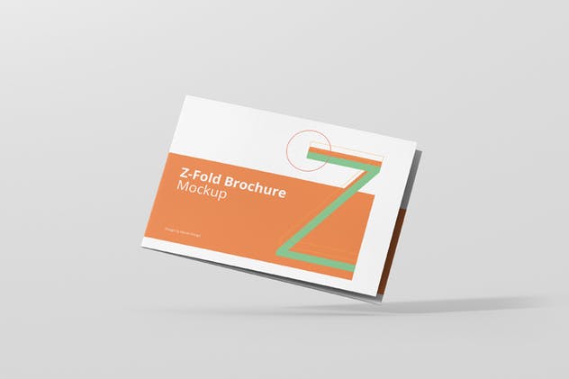横向三折页菜单/广告册子样机模板 Z-Fold Brochure Mockup – Landscape Din A4 A5 A6插图(5)