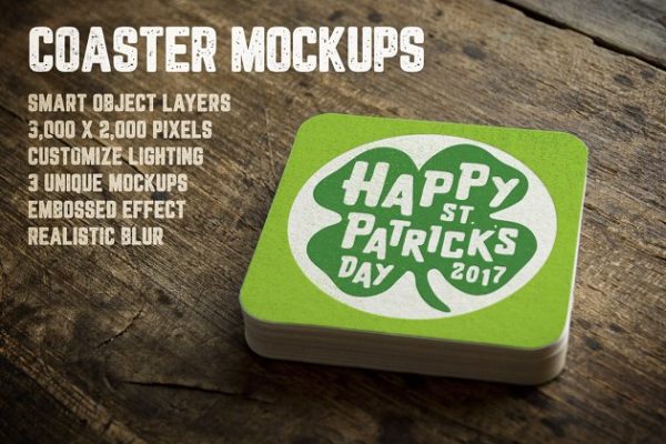 逼真的正方体便签设计样机模板V.1 Coaster Mockups Volume 1