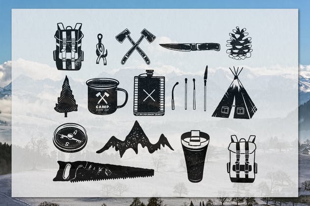12款复古户外运动品牌Logo设计模板 12 Vintage Outdoor Adventure Logos / Retro Badges插图(5)