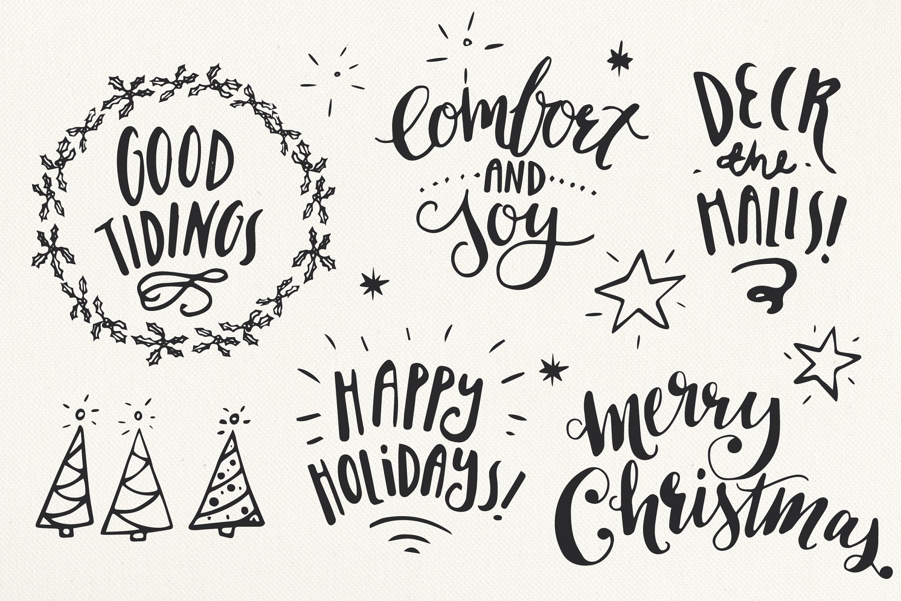 圣诞元素矢量图形图层 Christmas Overlays Set 8 – Vector插图(2)