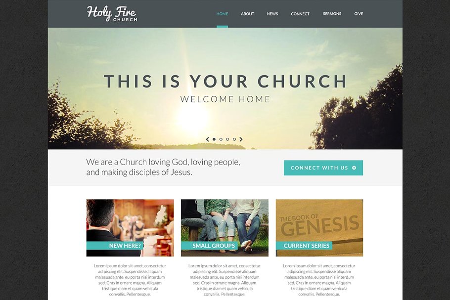 教堂教会官方网站PSD模板 Holy Fire – Church PSD插图(1)