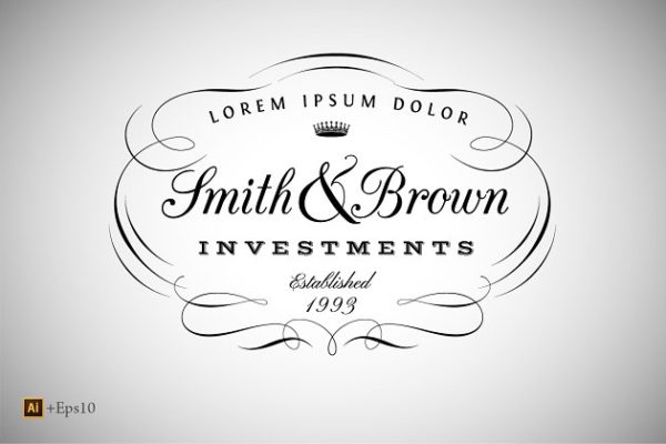 海报、葡萄酒复古书法标签 Vintage Calligraphic Label