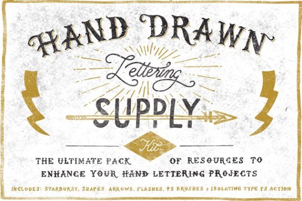 手绘字体设计素材包 Hand Drawn Lettering Supply Kit