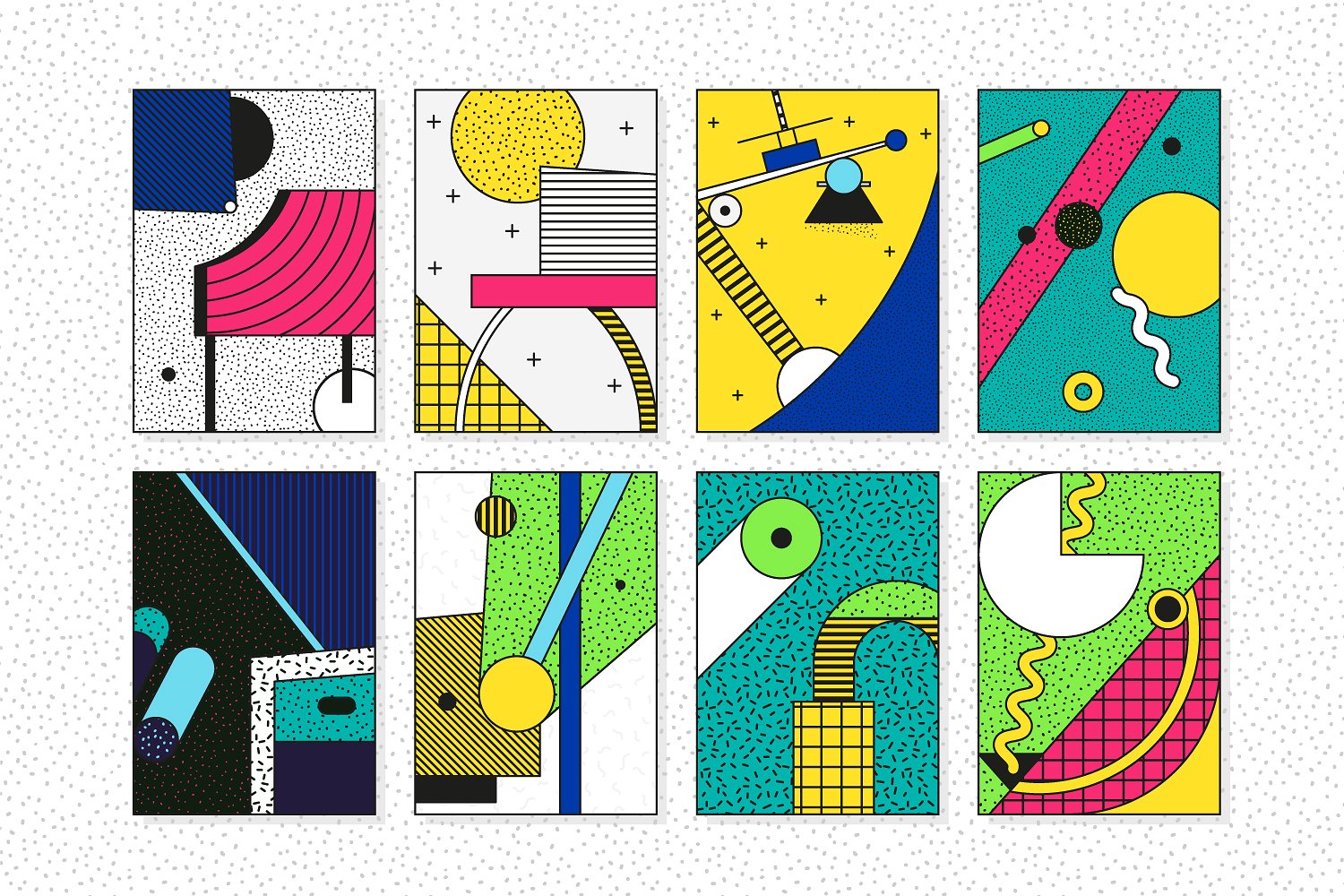 302幅手绘特色孟菲斯风格矢量插图+元素+模式下载插图(5)