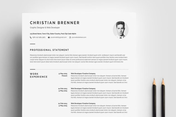 极简主义个人电子简历设计模板（4页） Minimal Resume Template 4 Pages