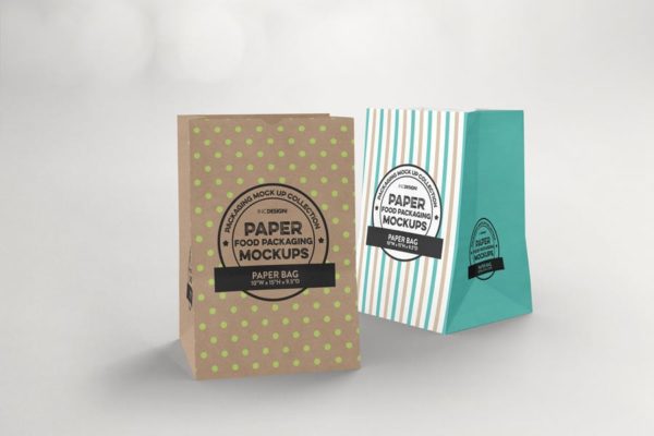 杂货纸袋包装设计效果图素材库精选 Grocery Paper Bags Packaging Mockup