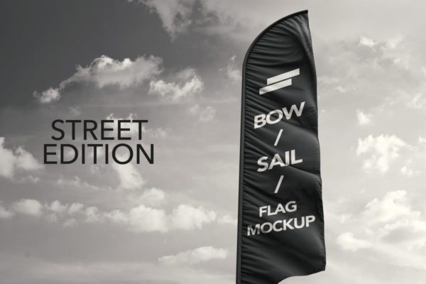 3D羽毛旗帜展示样机模板 3D Flags Feather / Bow / Sail Flag Mockup