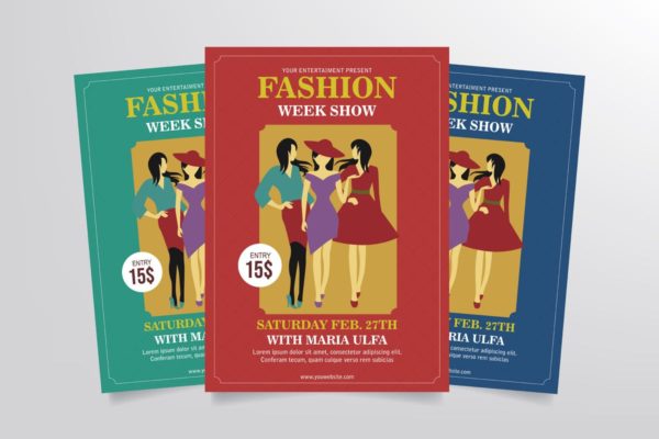 时装周演出活动海报设计模板v1 Fashion Week Show Flyer Template Vol. 1