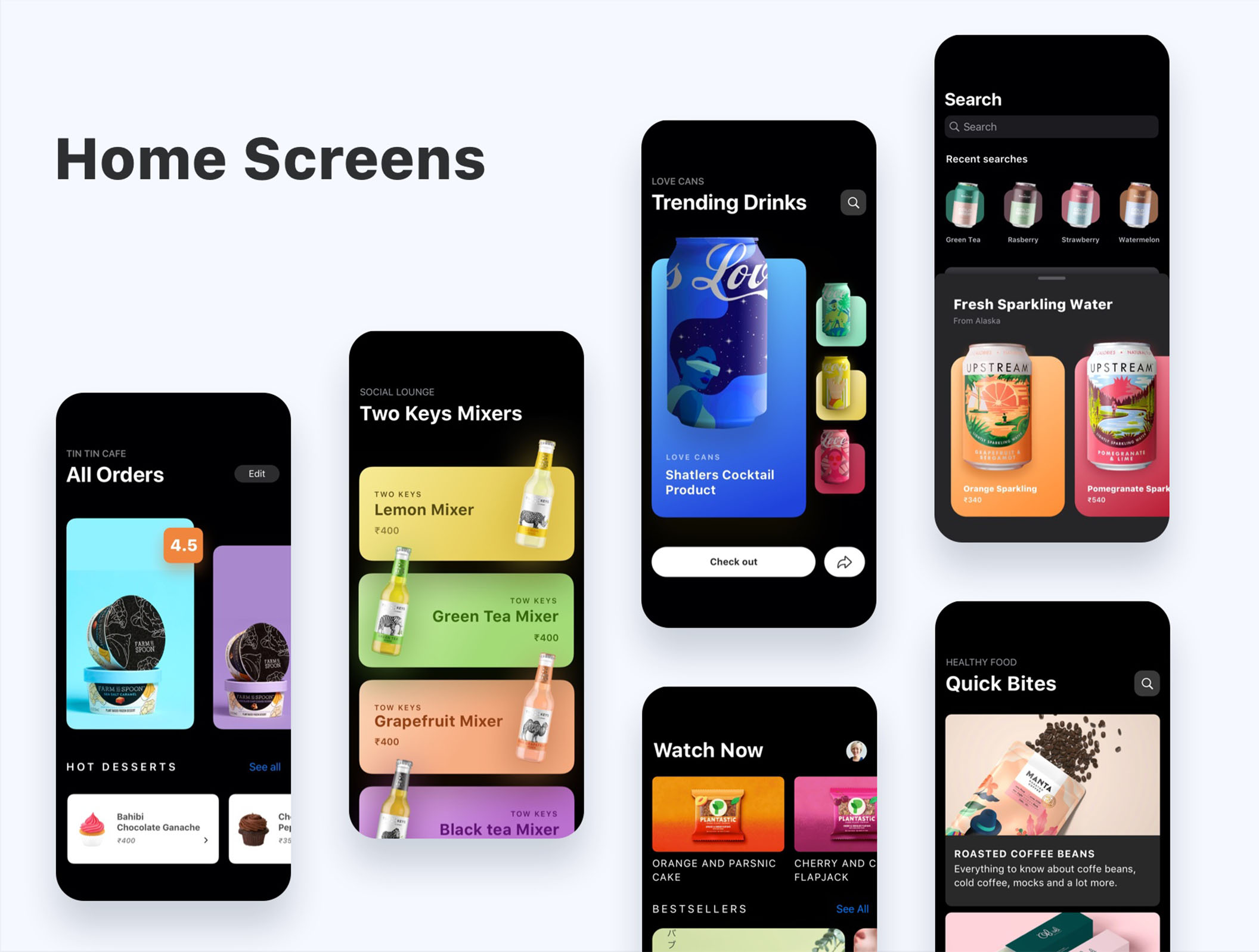 素材库下午茶：新鲜食品订购应用程序APP UI设计SKETCH模板插图(5)