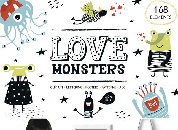 小朋友喜爱的可爱怪物矢量图形合集下载