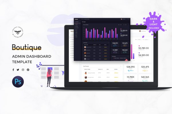 电商网站管理后台UI设计模板 Boutique Admin Dashboard UI Kit