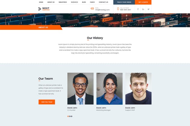 交通运输快递物流公司网站PSD模板 Logistics Transportation Shipping Agency Business插图(4)