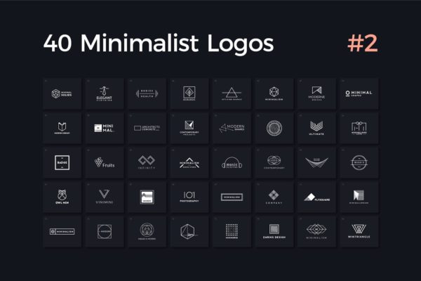 40款多用途的极简标志Logo模板V.2 40 Minimalist Logos Vol. 2