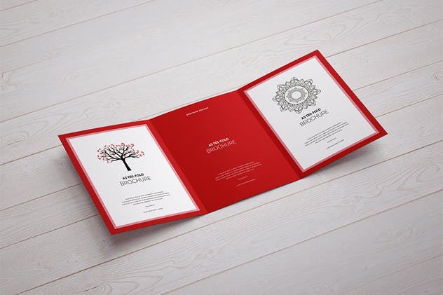 A5三折页设计小册子样机展示模板 Tri-Fold Brochure A5 Mock-up插图(4)