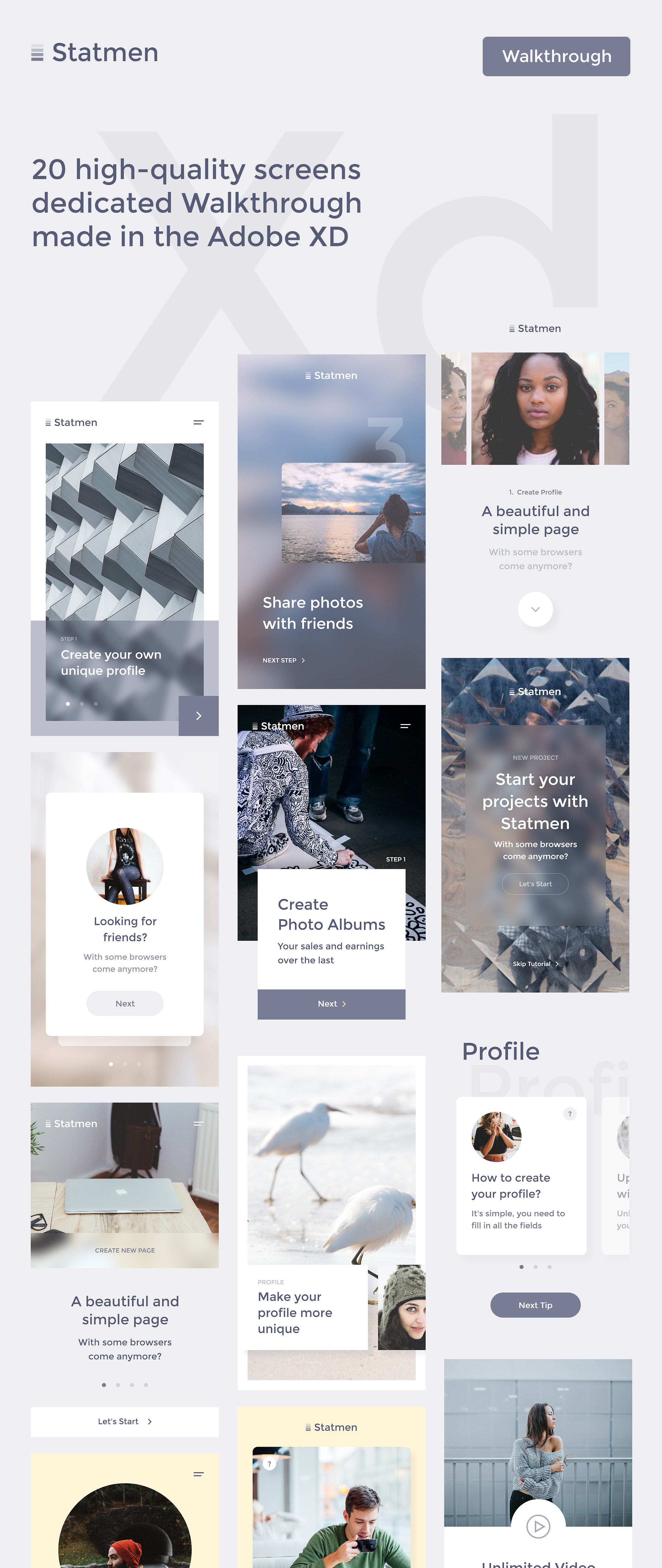 高质量 iOS APP 设计套件 Statmen XD iOS Ui Kit – Walkthrough [For Adobe XD]插图(1)