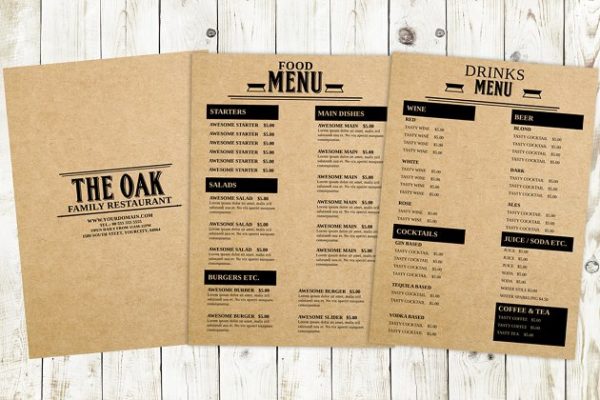 经典复古风餐馆菜单模板 Restaurant Food Menu Template