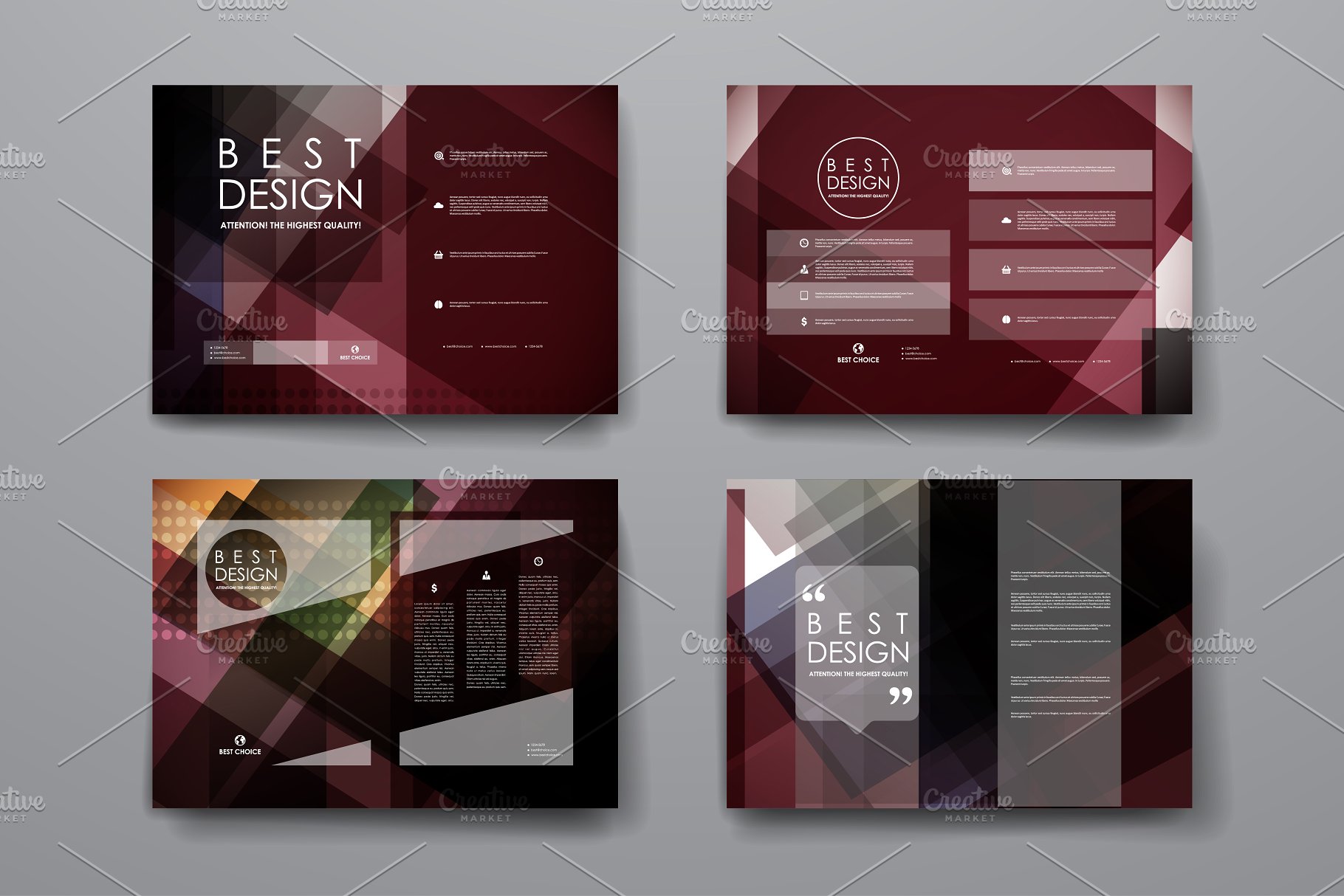 暗色调抽象图形背景画册背景 Abstract Brochures插图(2)