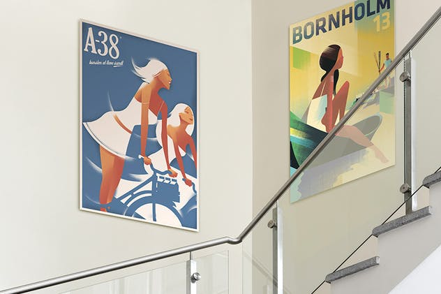 展厅画廊广告海报样机V.1 Gallery Poster Mockup v.1插图(4)