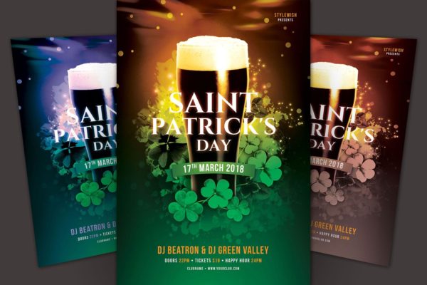 爱尔兰啤酒节宣传传单模板 Saint Patrick’s Day Flyer Template