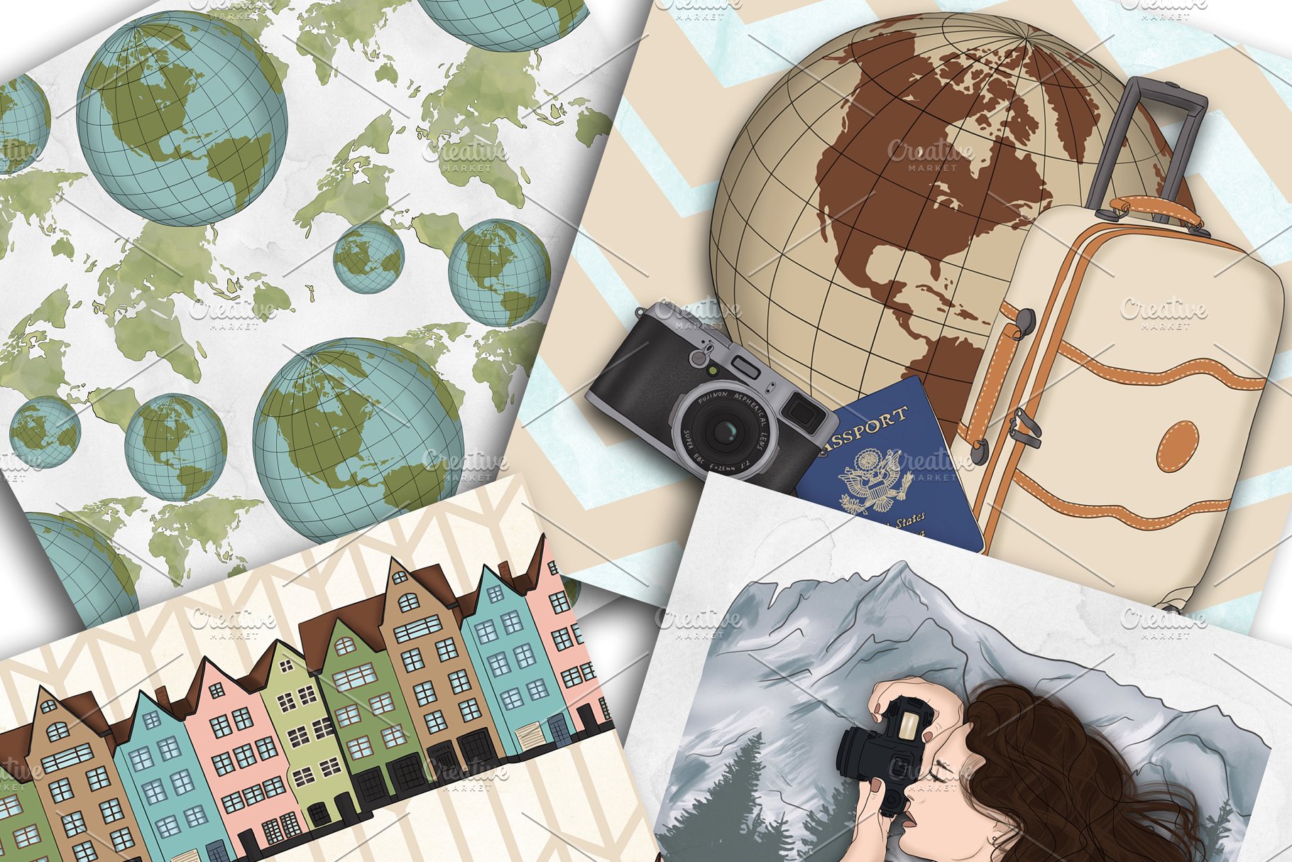 旅行主题手绘设计工具包 Wanderlust Hand Drawn Design Kit插图(7)