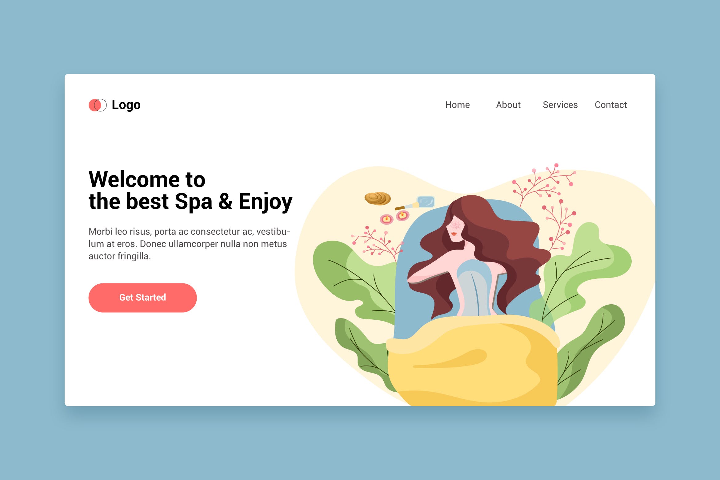 SPA美容主题矢量插画网站着陆页设计模板v3 Spa flat web template for Landing page插图