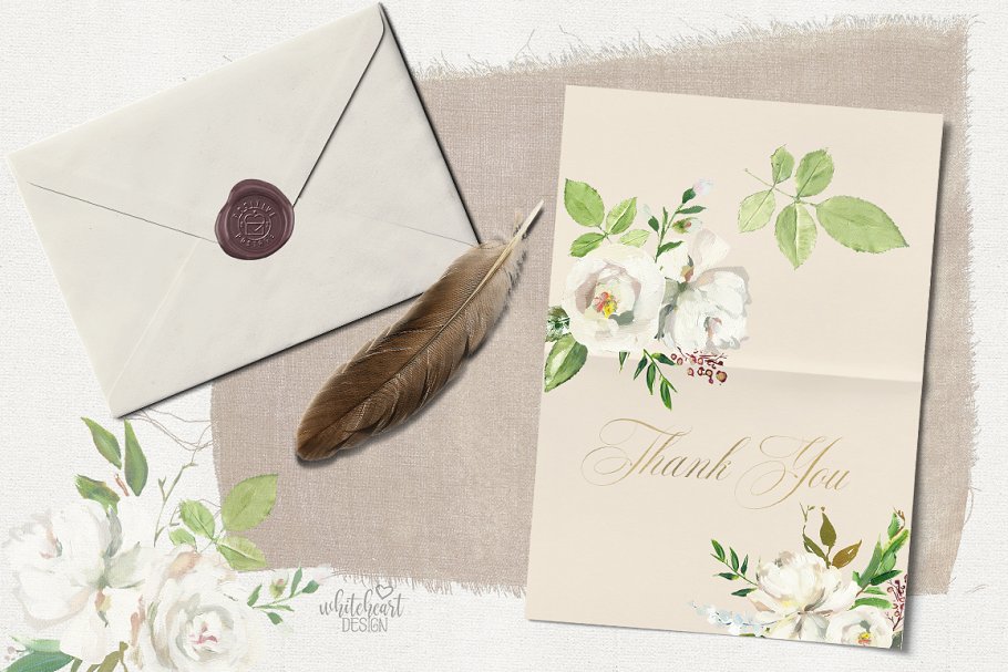 复古白色手绘花卉设计素材 Antique White Hand Painted Flowers插图(7)