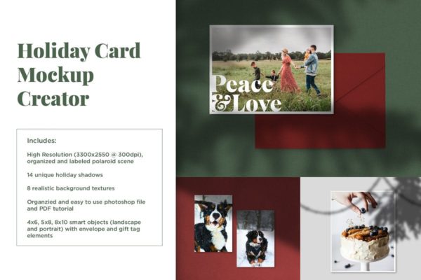 场景化照片装饰样机素材库精选模板 Holiday Card Mockup Creator