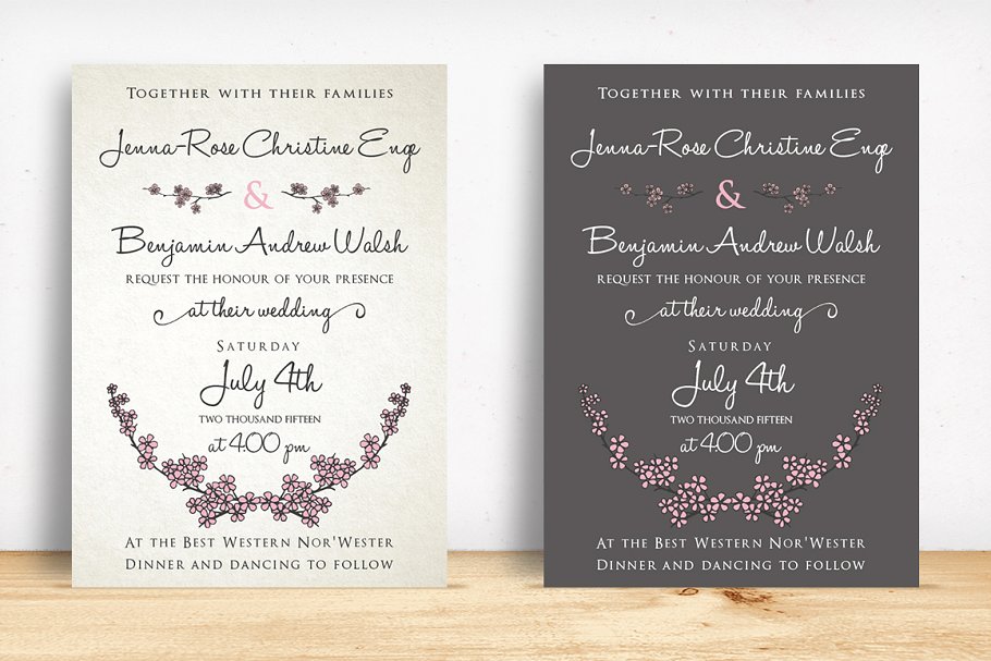 樱花主题婚礼平面设计素材 Cherry Blossom Wedding Suite插图